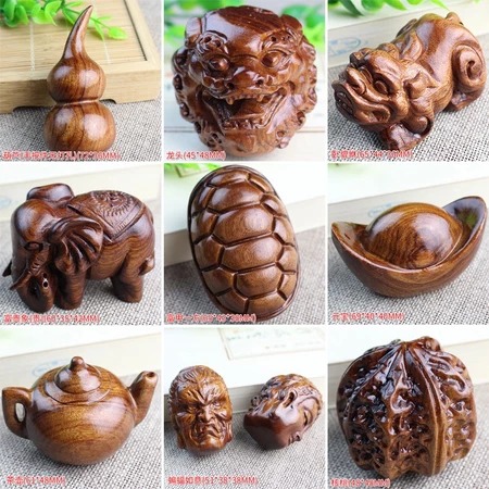 Laos Huanghuali Hand-Carved Rosewood Handle, Exquisitely Decorated